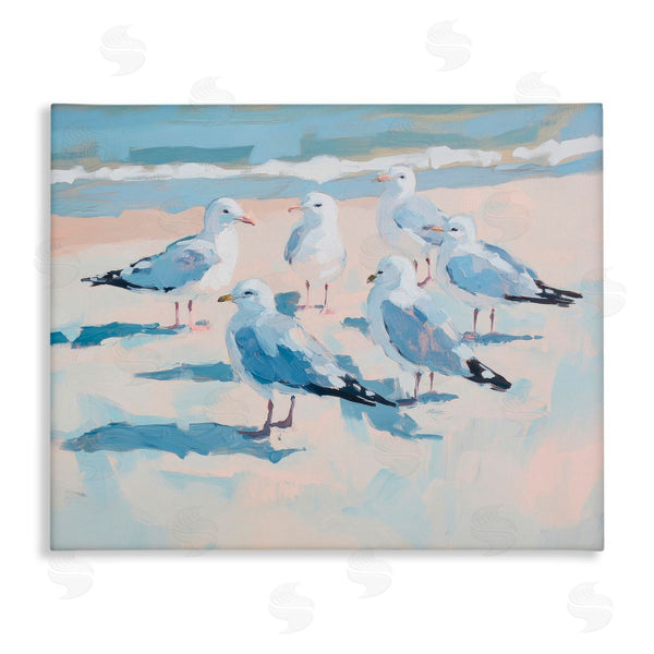 stupell industries Sisi and Seb | Summer Seagulls Crowding Shore