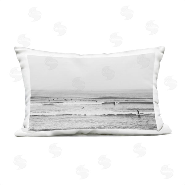 Stupell Industries Sisi And Seb | Surfers Riding Waves Monochrome Printed Throw Pillow