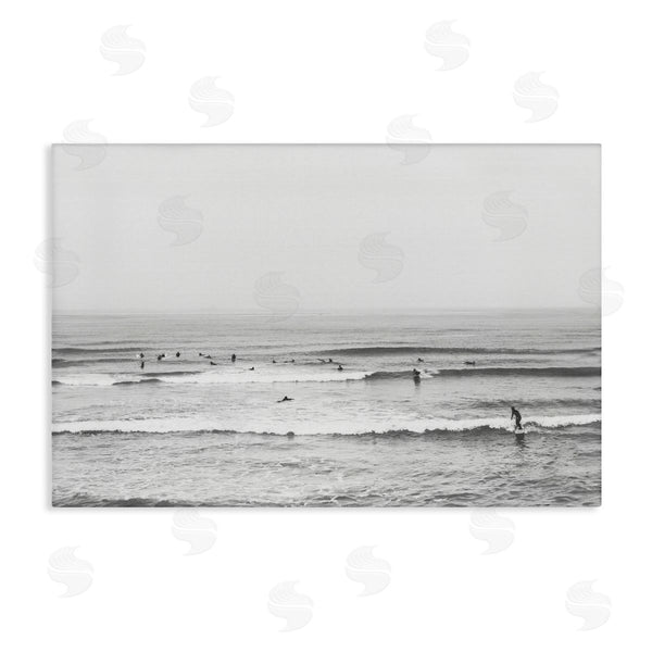 stupell industries Sisi and Seb | Surfers Riding Waves Monochrome Wall Art