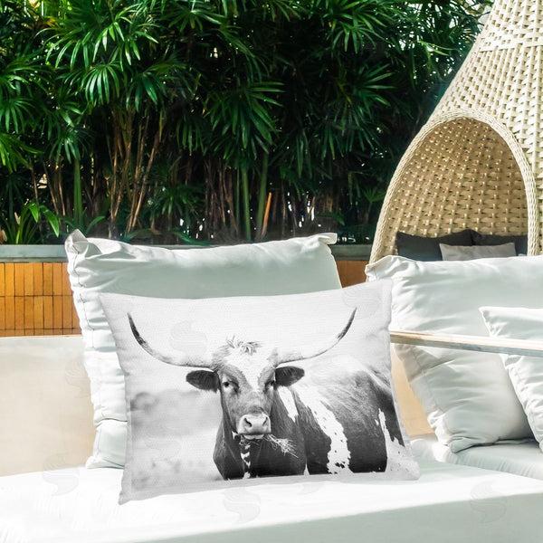 Stupell Industries Sisi And Seb | Two Tone Longhorn Portrait Printed Throw Pillow