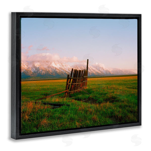 Stupell Industries Sol Rapson | Ranch Fence Grasslands Mountain Range Clear Sky Sunrise Wall Art