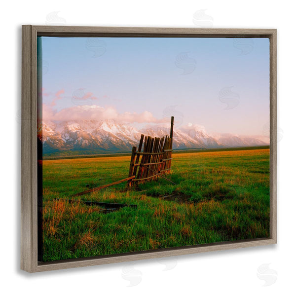 Stupell Industries Sol Rapson | Ranch Fence Grasslands Mountain Range Clear Sky Sunrise Wall Art