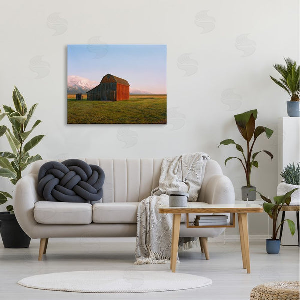 Stupell Industries Sol Rapson | Rural Barn Mountain Range Clear Country Sky Sunset Wall Art
