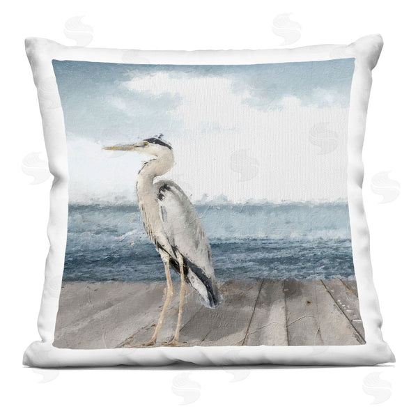 stupell industries Sophie 6 | Expressionist Heron on Dock Printed Throw Pillow