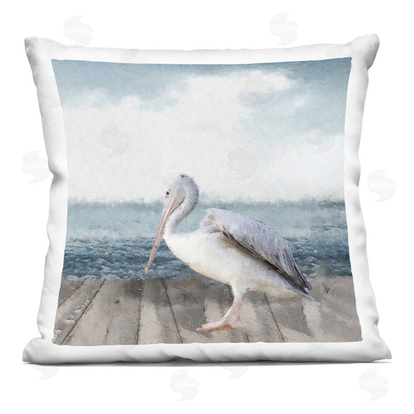 stupell industries Sophie 6 | Expressionist Pelican on Dock Printed Throw Pillow