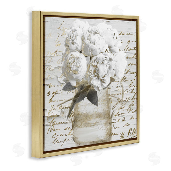 Stupell Industries Sophie 6 | Peonies With Vintage Script