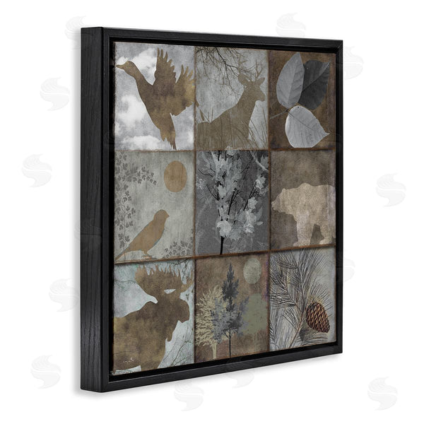Stupell Industries Sophie 6 | Rustic Woodland Animal Square Collage Brown Grey Forest Wall Art