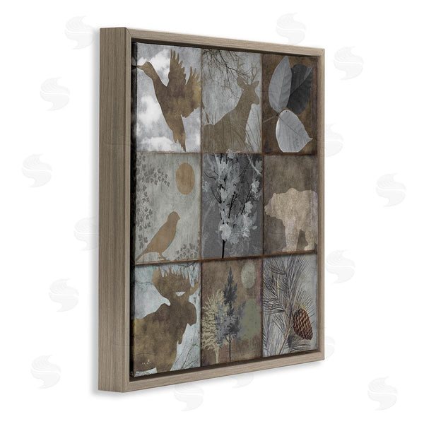 Stupell Industries Sophie 6 | Rustic Woodland Animal Square Collage Brown Grey Forest Wall Art