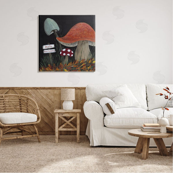 Stupell Industries Soulspeak & Sawdust | Hello Autumn Woodland Mushroom Forest Wall Art