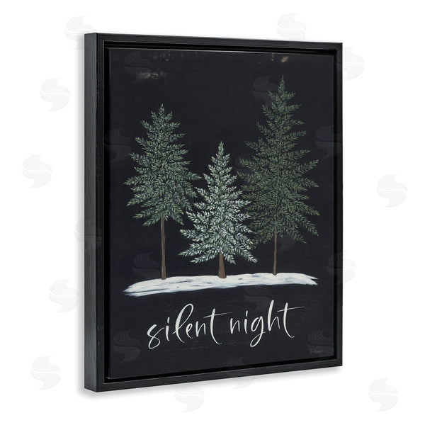 Stupell Industries Soulspeak & Sawdust | Silent Night Black Weathered Phrase Sign Fir Trees Wall Art