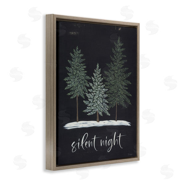 Stupell Industries Soulspeak & Sawdust | Silent Night Black Weathered Phrase Sign Fir Trees Wall Art