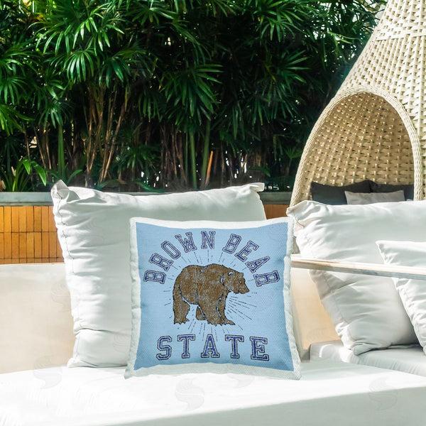 Stupell Industries Spirit Animals/Life Is High | Brown Bear Varsity State Printed Throw Pillow