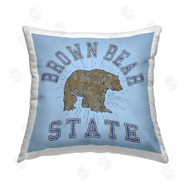 stupell industries Spirit Animals/Life Is High | Brown Bear Varsity State Printed Throw Pillow