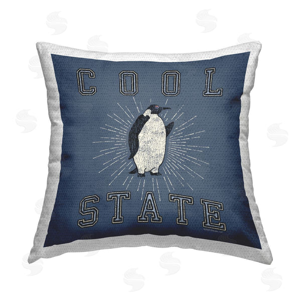 Stupell Industries Spirit Animals/Life Is High | Cool Penguin State Varsity Printed Throw Pillow