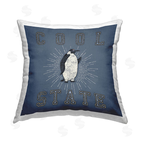 stupell industries Spirit Animals/Life Is High | Cool Penguin State Varsity Printed Throw Pillow