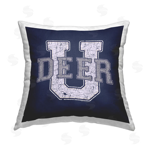 stupell industries Spirit Animals/Life Is High | Deer U College Varsity Printed Throw Pillow