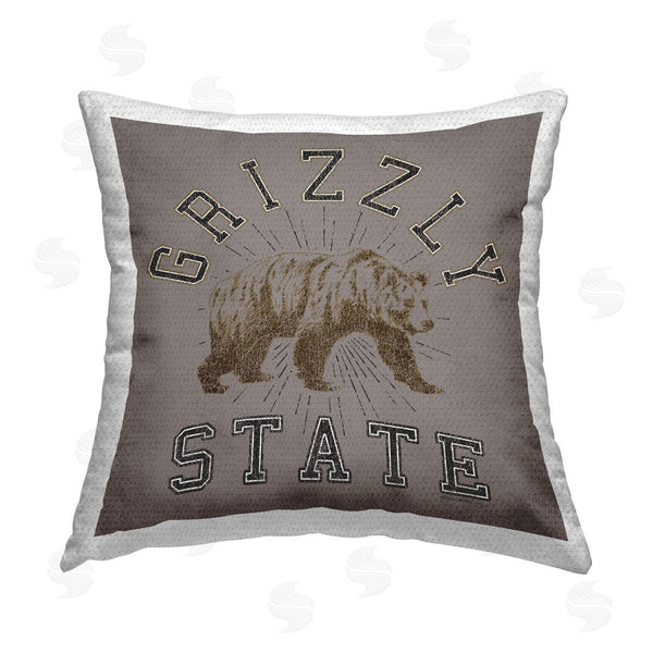 Stupell Industries Spirit Animals/Life Is High | Grizzly State Vintage Printed Throw Pillow