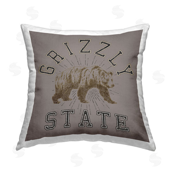 stupell industries Spirit Animals/Life Is High | Grizzly State Vintage Printed Throw Pillow