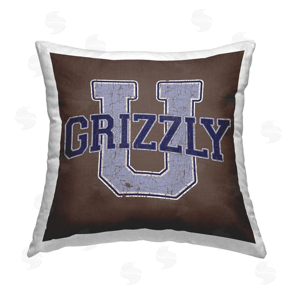 stupell industries Spirit Animals/Life Is High | Grizzly U College University Printed Throw Pillow