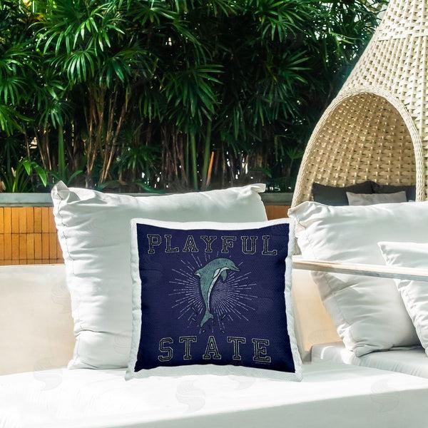 Stupell Industries Spirit Animals/Life Is High | Playful State Dolphin Printed Throw Pillow