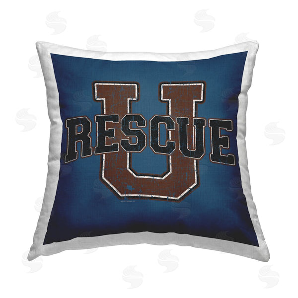 stupell industries Spirit Animals/Life Is High | Rescue U Vintage Varsity Printed Throw Pillow