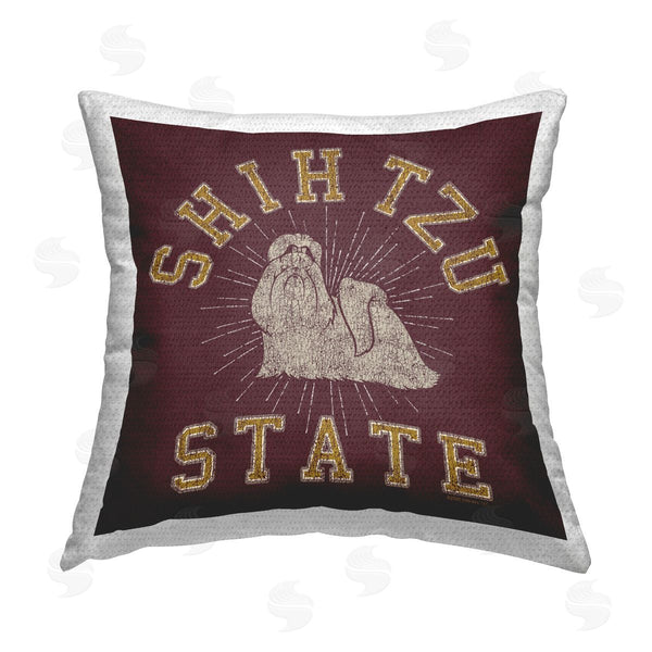 Stupell Industries Spirit Animals/Life Is High | Shih Tzu State Varsity Printed Throw Pillow