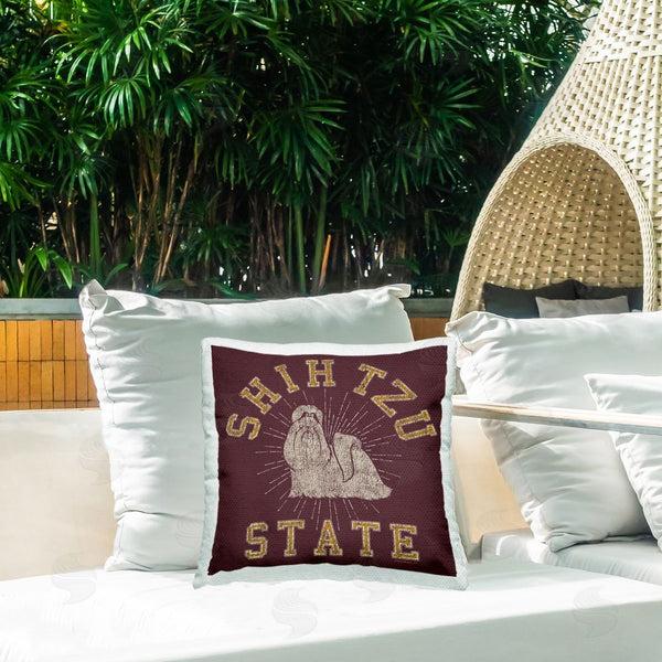 Stupell Industries Spirit Animals/Life Is High | Shih Tzu State Varsity Printed Throw Pillow