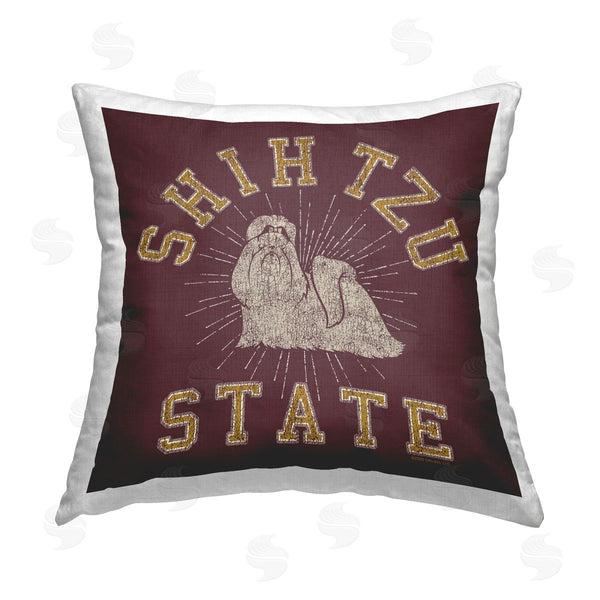 stupell industries Spirit Animals/Life Is High | Shih Tzu State Varsity Printed Throw Pillow