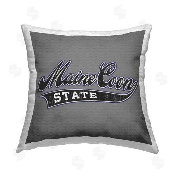 Stupell Industries Spirit Animals/Life Is High | Varsity Maine Coon State Printed Throw Pillow
