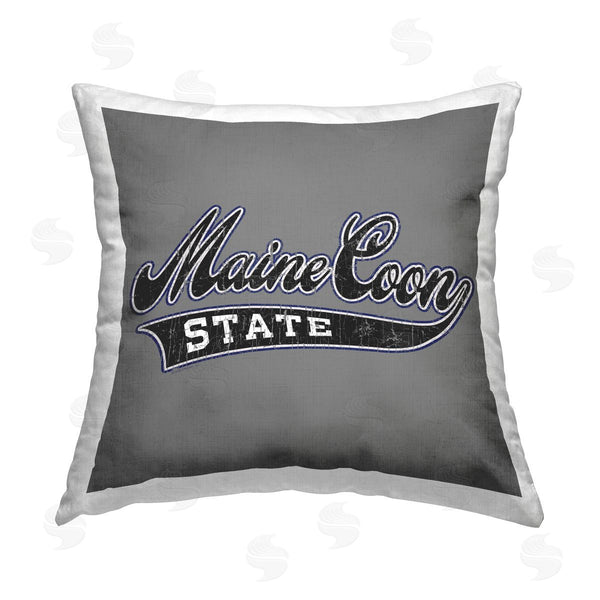 stupell industries Spirit Animals/Life Is High | Varsity Maine Coon State Printed Throw Pillow