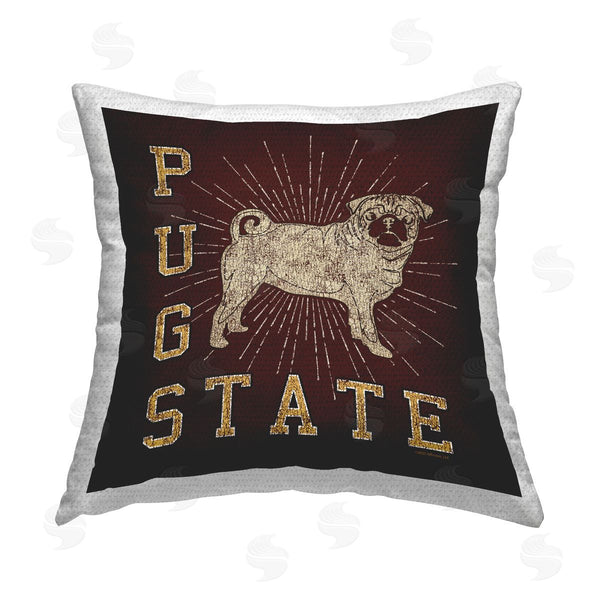 Stupell Industries Spirit Animals/Life Is High | Varsity Pug State Printed Throw Pillow