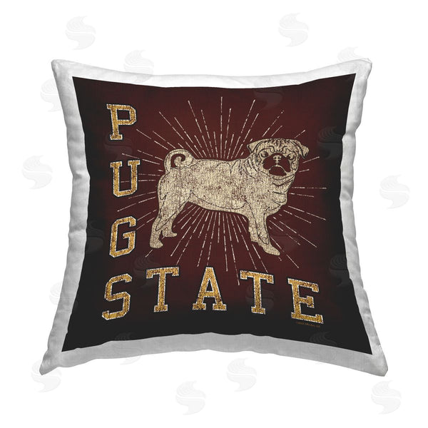 stupell industries Spirit Animals/Life Is High | Varsity Pug State Printed Throw Pillow