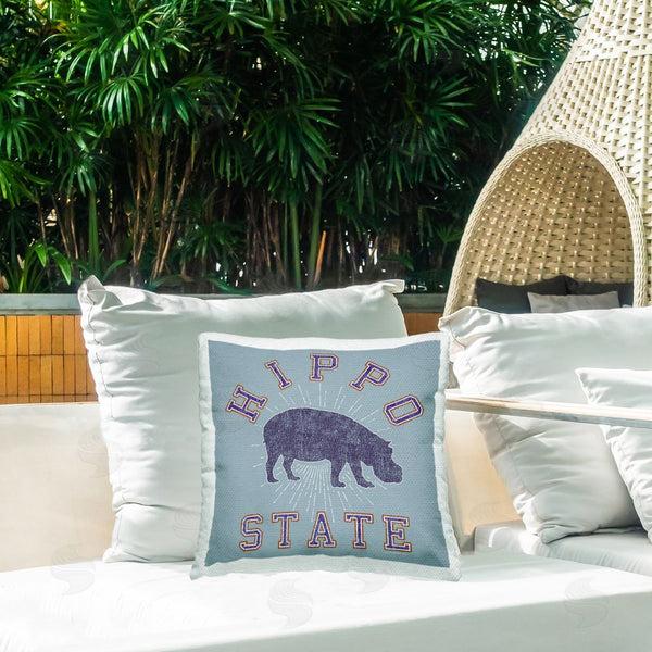 Stupell Industries Spirit Animals/Life Is High | Varsity Style Hippo State Printed Throw Pillow