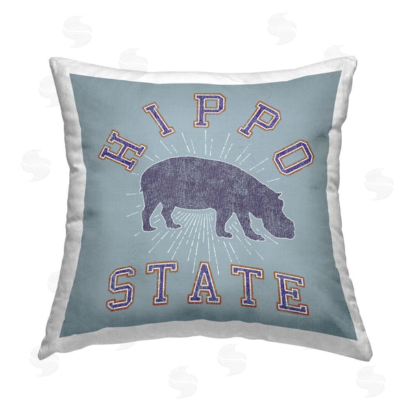 stupell industries Spirit Animals/Life Is High | Varsity Style Hippo State Printed Throw Pillow
