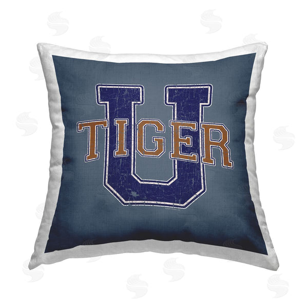 stupell industries Spirit Animals/Life Is High | Varsity Tiger U Vintage Printed Throw Pillow