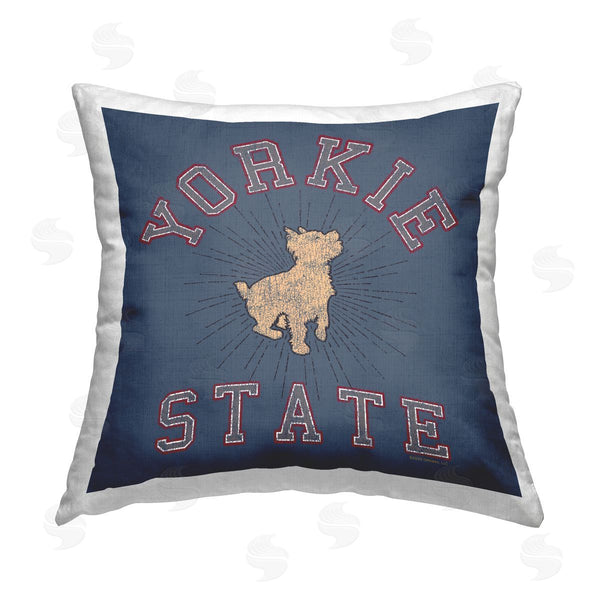 stupell industries Spirit Animals/Life Is High | Varsity Yorkie State Printed Throw Pillow