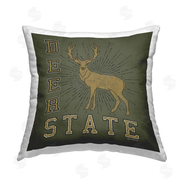 stupell industries Spirit Animals/Life Is High | Vintage Deer State Printed Throw Pillow