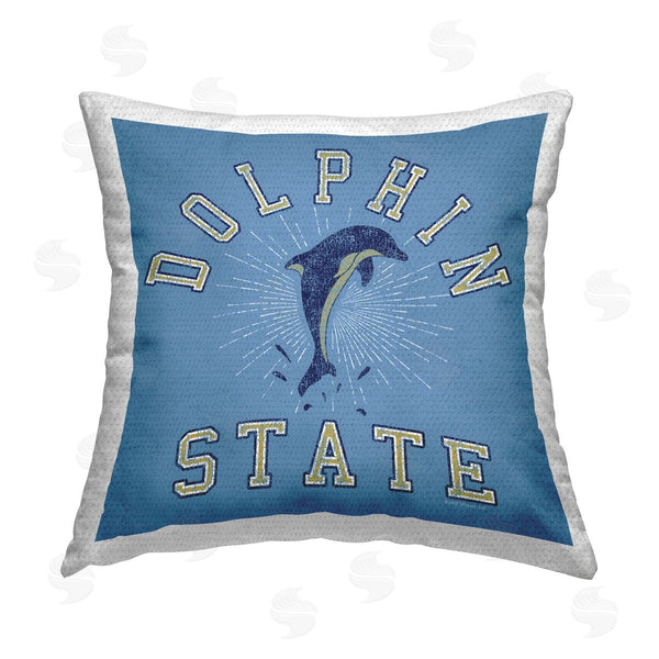 Stupell Industries Spirit Animals/Life Is High | Vintage Dolphin State Printed Throw Pillow