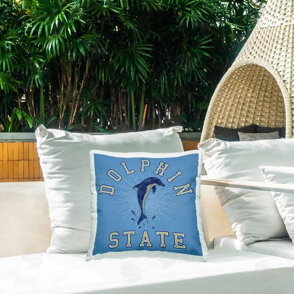 Stupell Industries Spirit Animals/Life Is High | Vintage Dolphin State Printed Throw Pillow