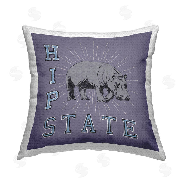 Stupell Industries Spirit Animals/Life Is High | Vintage Hippo State Printed Throw Pillow