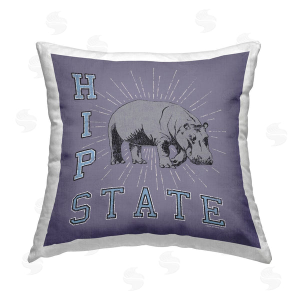 stupell industries Spirit Animals/Life Is High | Vintage Hippo State Printed Throw Pillow