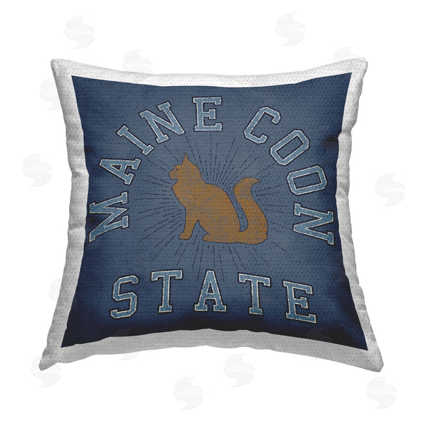 Stupell Industries Spirit Animals/Life Is High | Vintage Maine Coon State Printed Throw Pillow