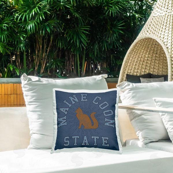 Stupell Industries Spirit Animals/Life Is High | Vintage Maine Coon State Printed Throw Pillow