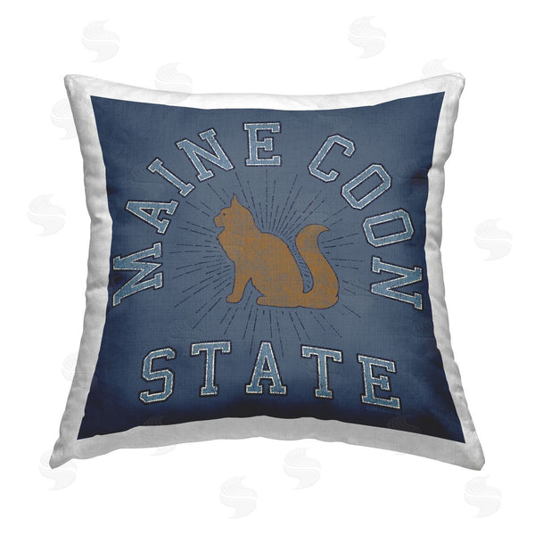 stupell industries Spirit Animals/Life Is High | Vintage Maine Coon State Printed Throw Pillow