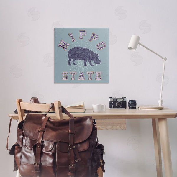 Stupell Industries Spirit Animals | Varsity Style Hippo State Wall Art