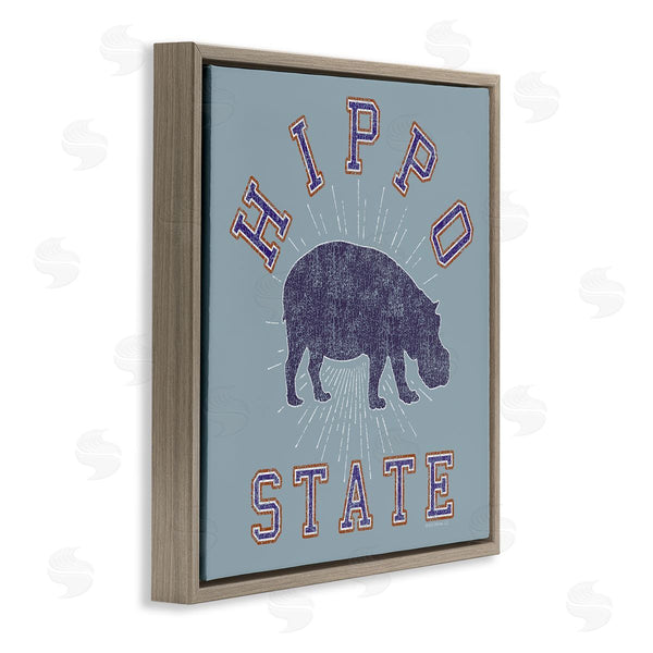 Stupell Industries Spirit Animals | Varsity Style Hippo State Wall Art