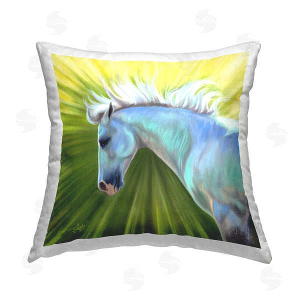 stupell industries Spirit Horse | Gathering Light Horse Portrait Printed Throw Pillow