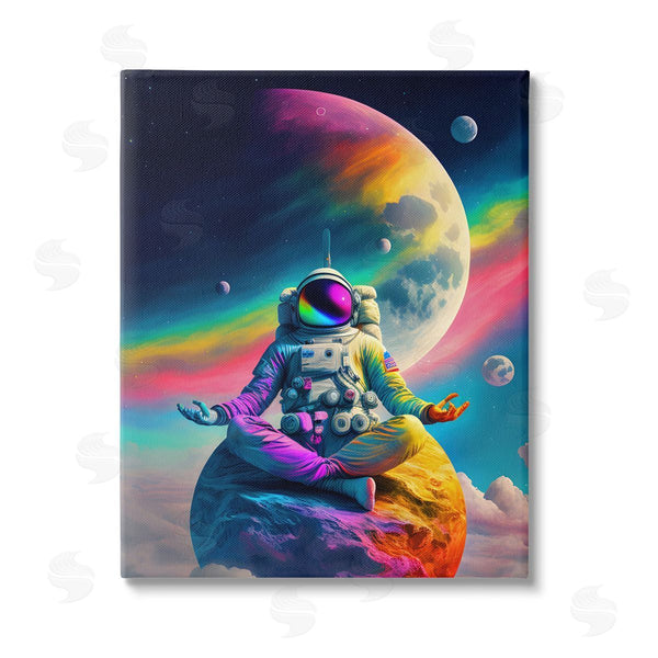 stupell industries Spirit of the Rainbow | Astronaut Meditating on Moon Wall Art