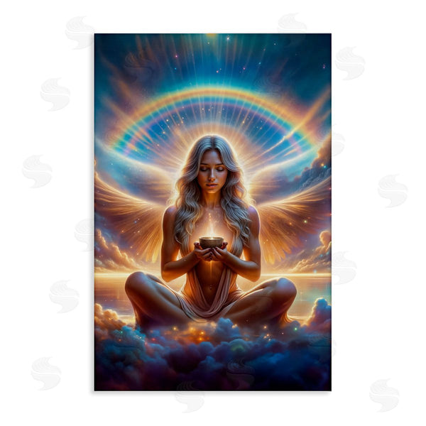 stupell industries Spirit of the Rainbow | Enlightened Angel with Tea