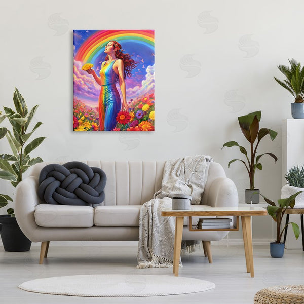 Stupell Industries Spirit Of The Rainbow | Girl In Rainbow Meadow Wall Art